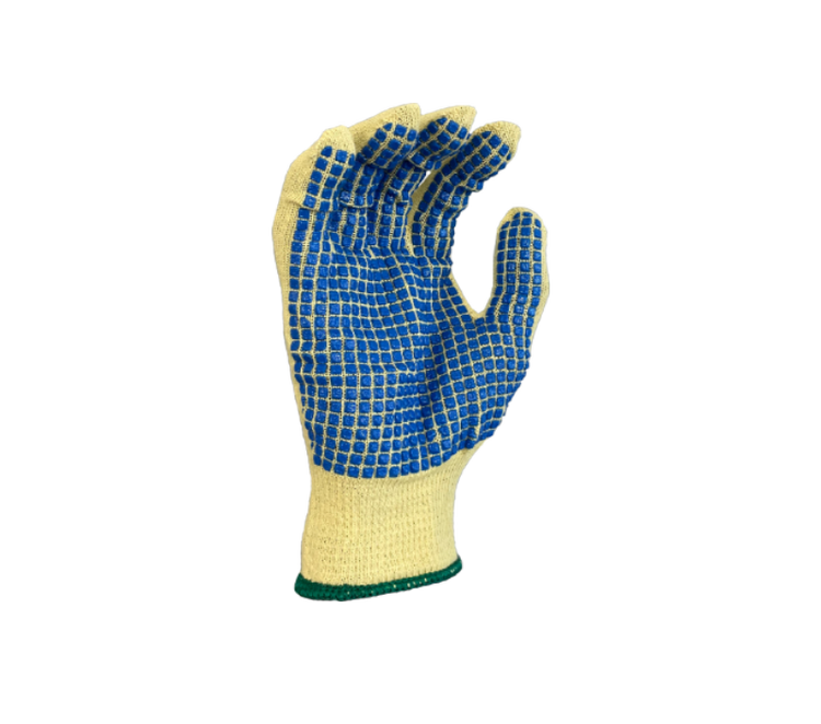 Task Gloves CM28547 15 gauge Aramid shell, One-sided Blue PVC blocks, ANSI Cut A2