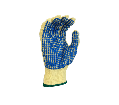 Task Gloves CM28547 15 gauge Aramid shell, One-sided Blue PVC blocks, ANSI Cut A2