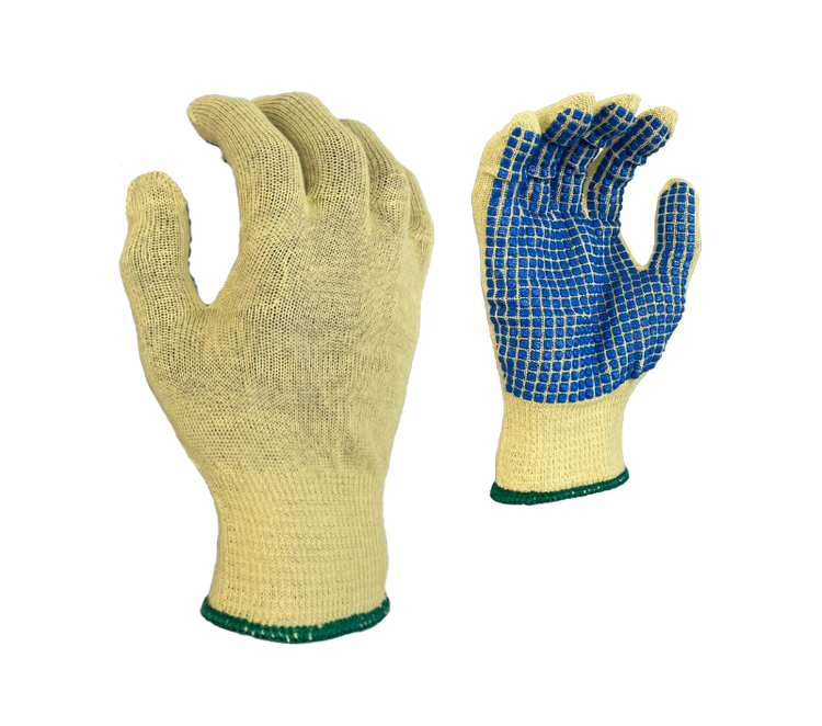 Task Gloves CM28547 15 gauge Aramid shell, One-sided Blue PVC blocks, ANSI Cut A2