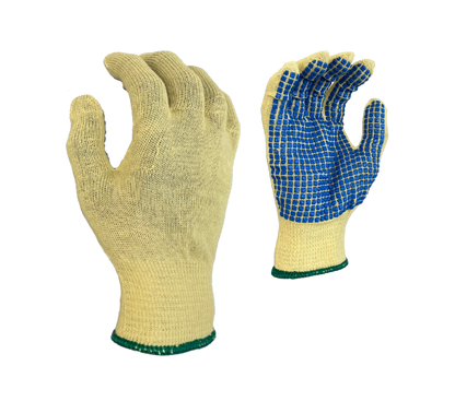 Task Gloves CM28547 15 gauge Aramid shell, One-sided Blue PVC blocks, ANSI Cut A2