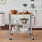 Kitchen Island Cart with Wood Top and 2 Bottom Storage Shelves on