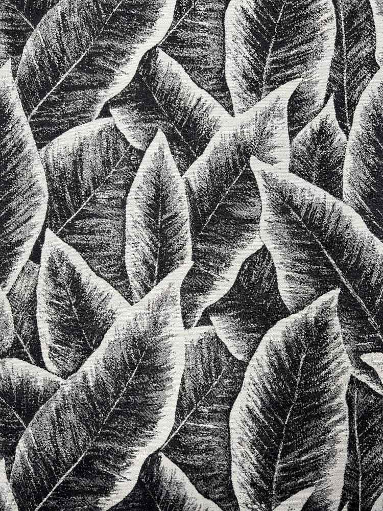 Black FOLIAGE Jacquard Leave Print - Custom Tablecloths