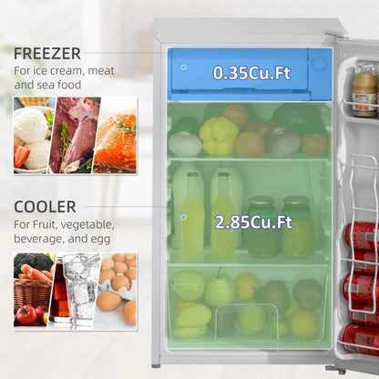 Compact Refrigerator Mini Fridge/Freezer 3.2 Cu.Ft, White