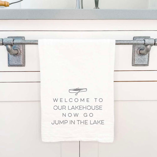 Welcome Lakehouse (Canoe) - Cotton Tea Towel
