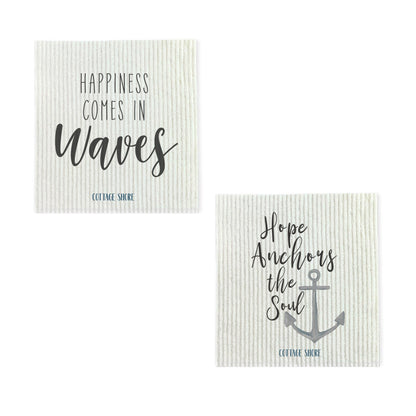 Happiness in Waves, Hope Anchors 2 pk - Swedish Dish Cloth