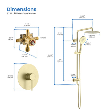 Halo Pressure Balanced 2-Function Shower Column with Rough In Valve