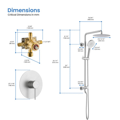 Halo Pressure Balanced 2-Function Shower Column with Rough In Valve