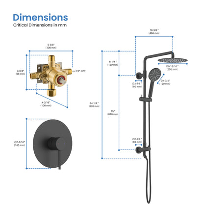 Halo Pressure Balanced 2-Function Shower Column with Rough In Valve