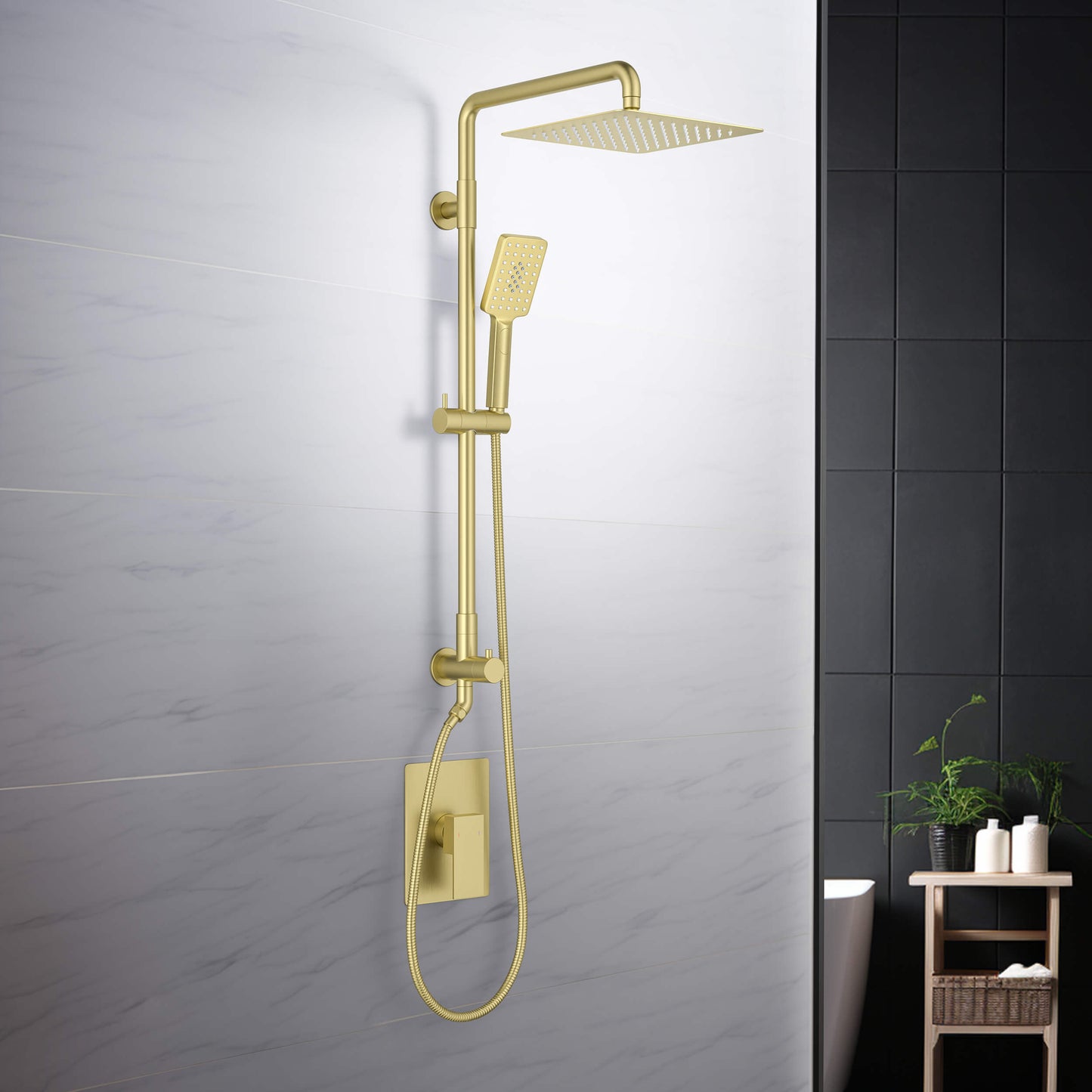 Quadra Pressure Balanced 2-Function Shower Column with Rough In Valve