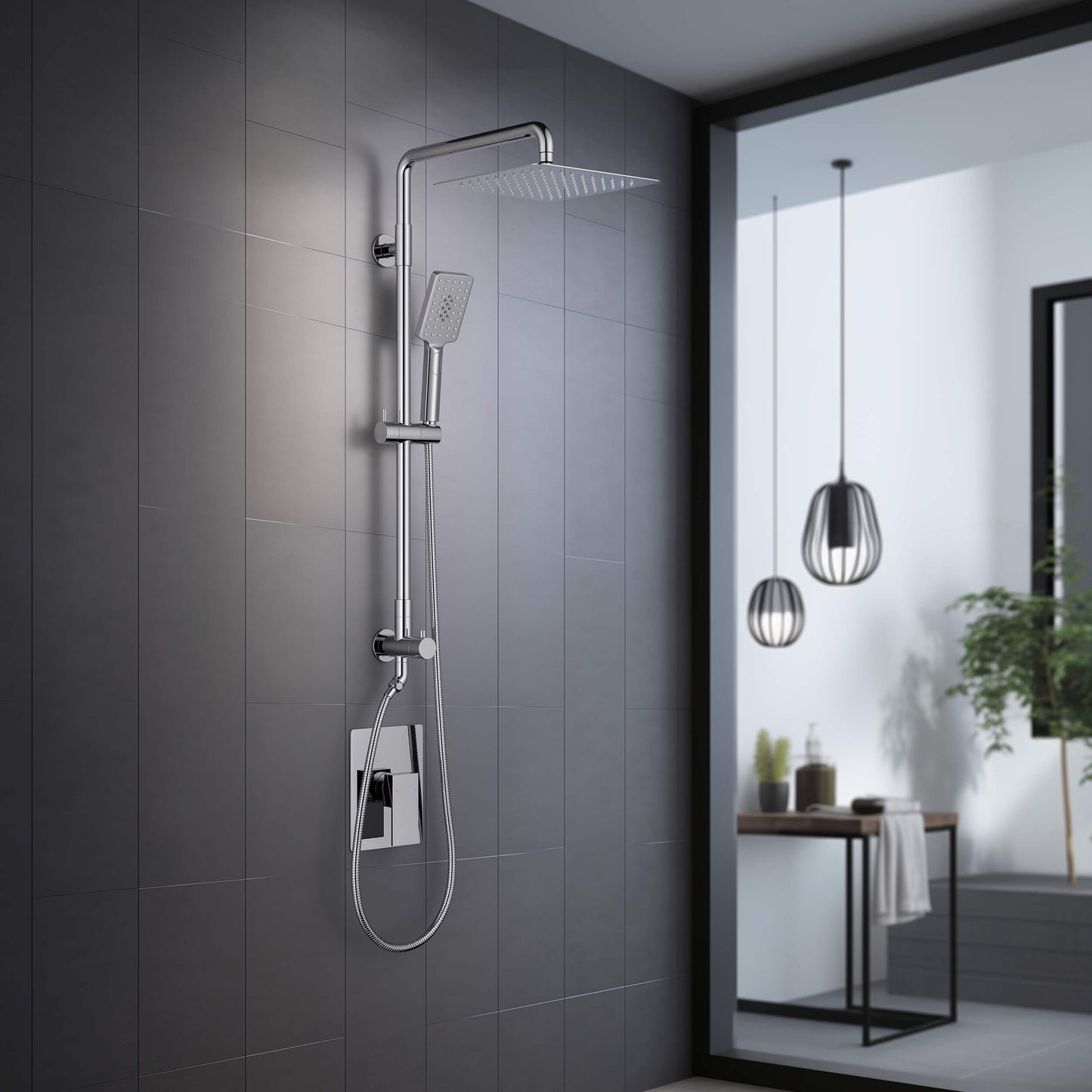 Quadra Pressure Balanced 2-Function Shower Column with Rough In Valve