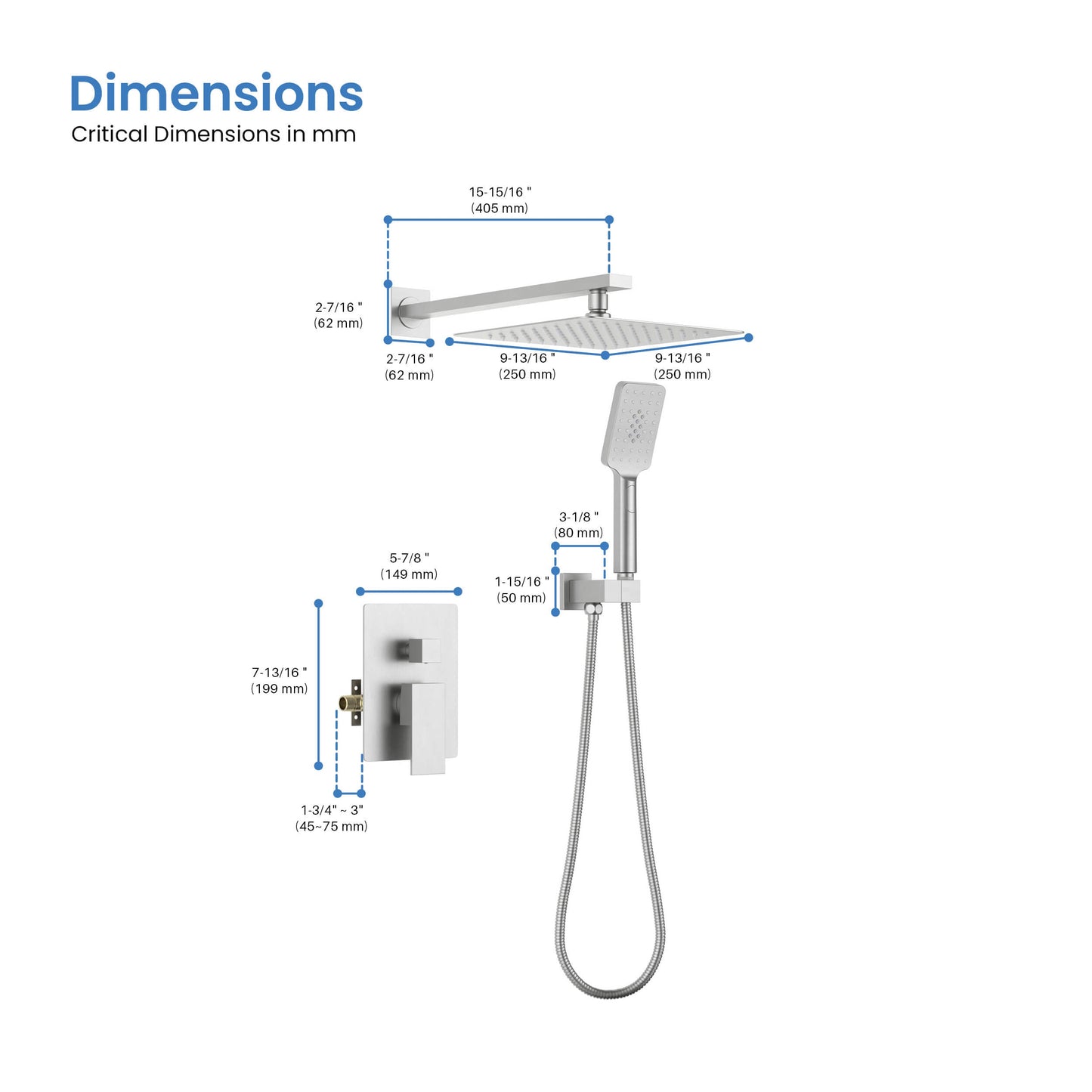 Quadra Pressure Balanced 2-Function Shower System with Rough-In Valve