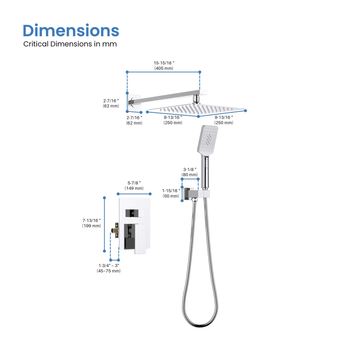 Quadra Pressure Balanced 2-Function Shower System with Rough-In Valve