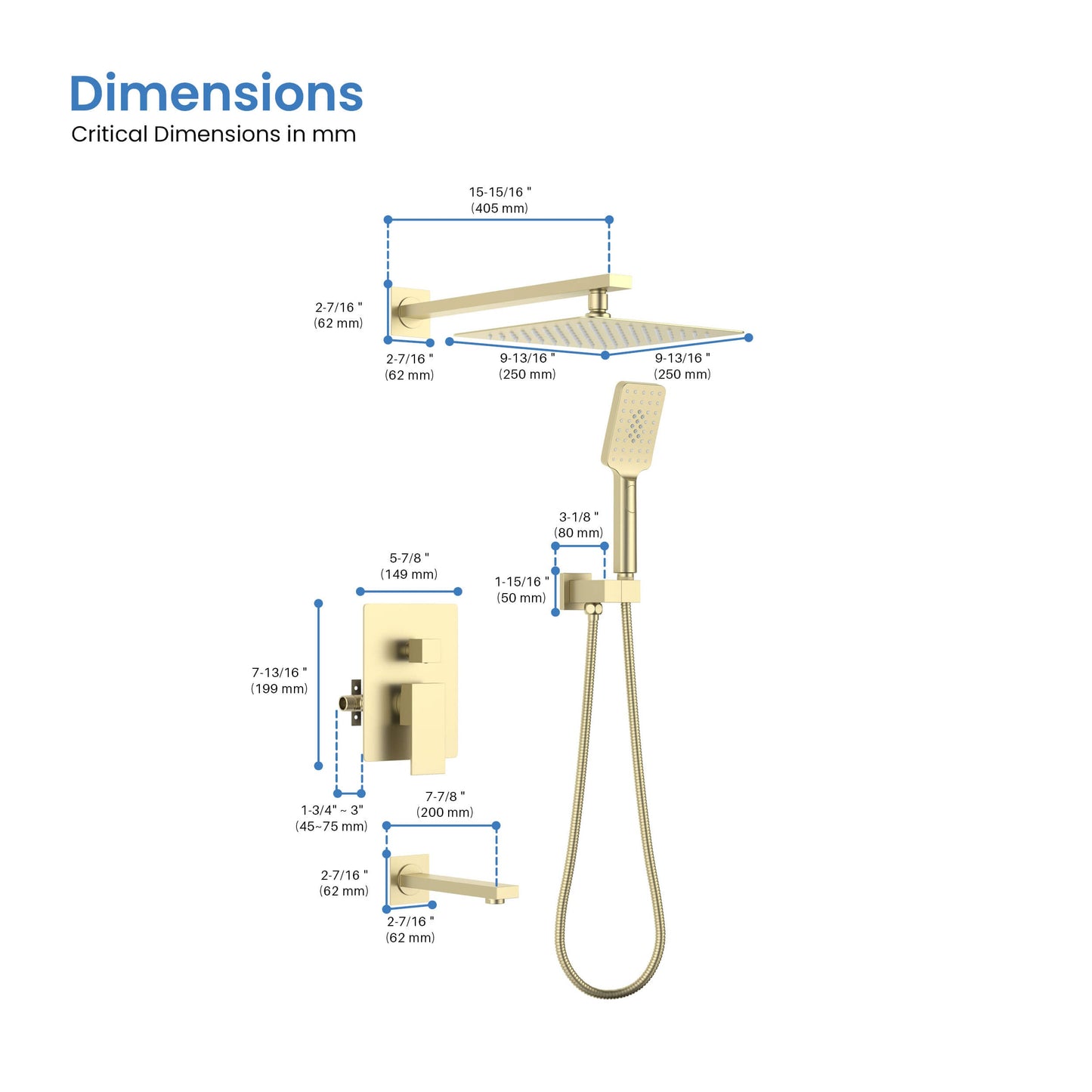 Quadra Pressure Balanced 3-Function Shower System with Rough-In Valve