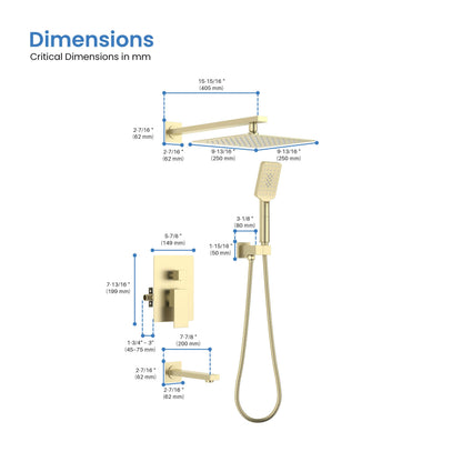 Quadra Pressure Balanced 3-Function Shower System with Rough-In Valve