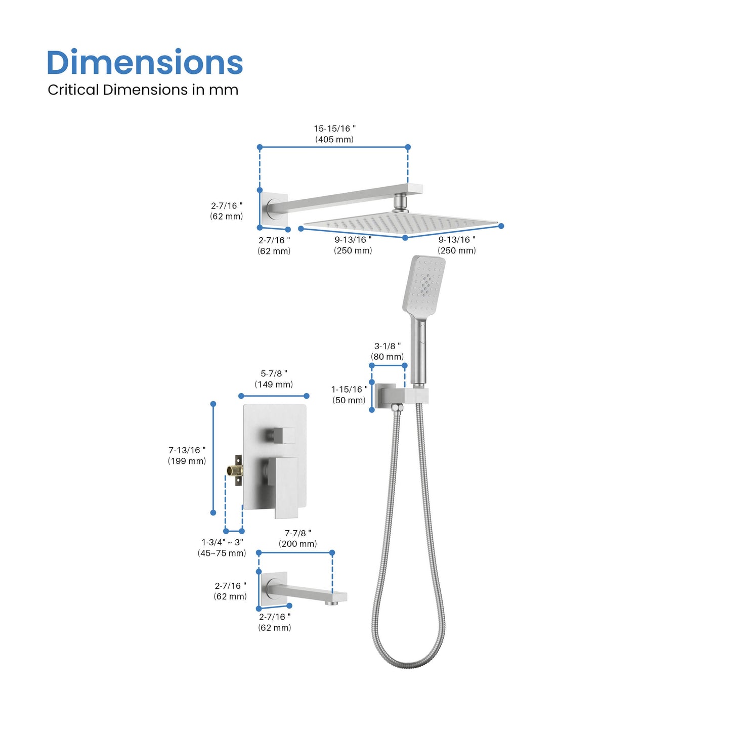 Quadra Pressure Balanced 3-Function Shower System with Rough-In Valve