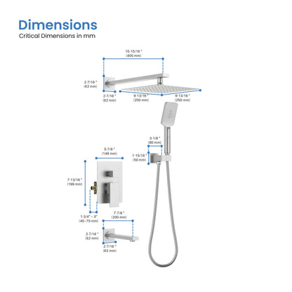 Quadra Pressure Balanced 3-Function Shower System with Rough-In Valve