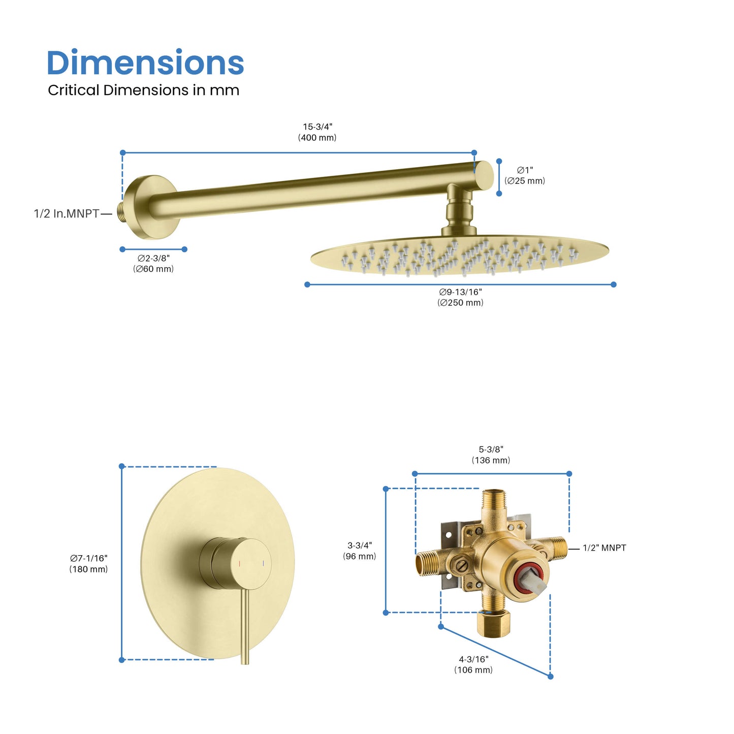 Halo Pressure Balanced Single Function Shower System with Rough-In Valve