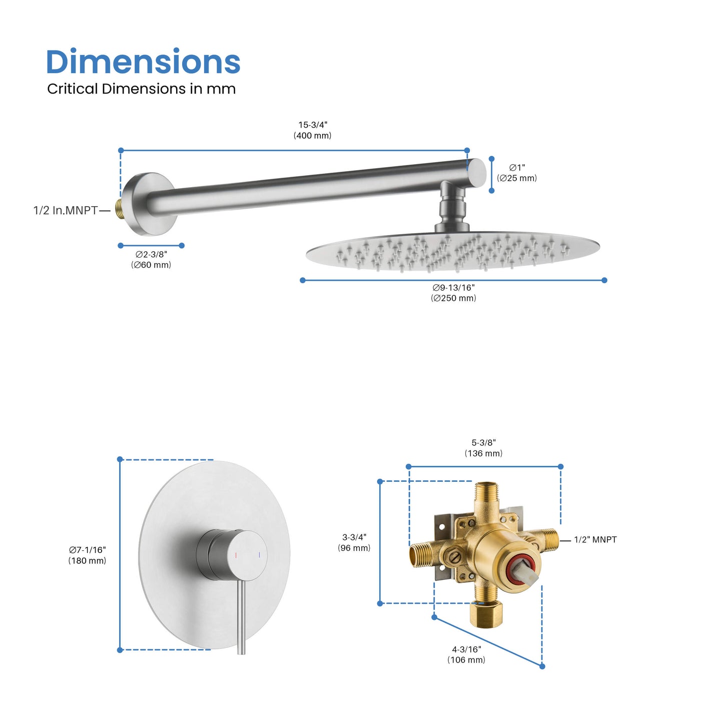 Halo Pressure Balanced Single Function Shower System with Rough-In Valve