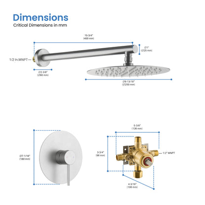 Halo Pressure Balanced Single Function Shower System with Rough-In Valve