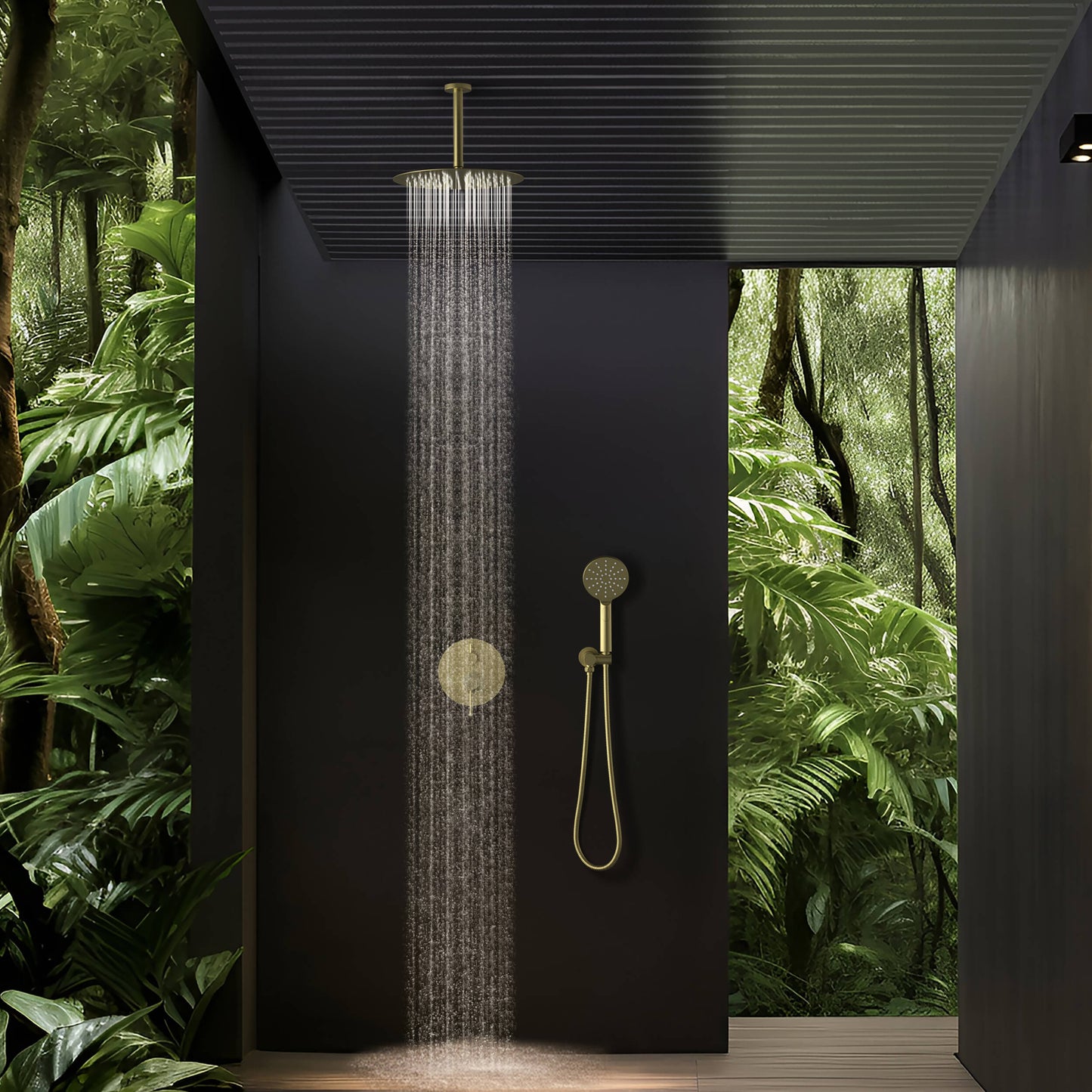 Halo Pressure Balanced 2-Function Ceiling Mount Shower System with Rough-In Valve