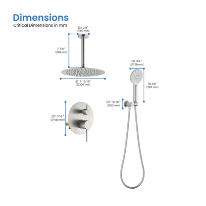 Halo Pressure Balanced 2-Function Ceiling Mount Shower System with Rough-In Valve
