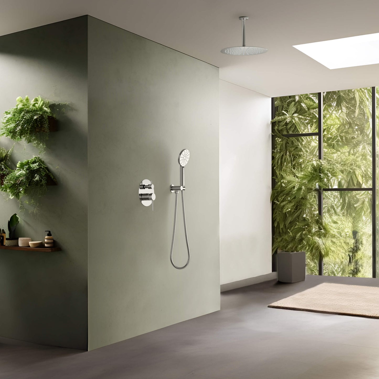 Halo Pressure Balanced 2-Function Ceiling Mount Shower System with Rough-In Valve