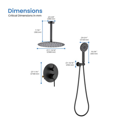 Halo Pressure Balanced 2-Function Ceiling Mount Shower System with Rough-In Valve