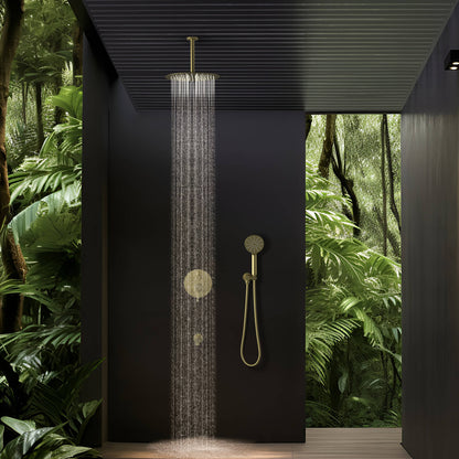 Halo Pressure Balanced 3-Function Ceiling Mount Shower System with Rough-In Valve