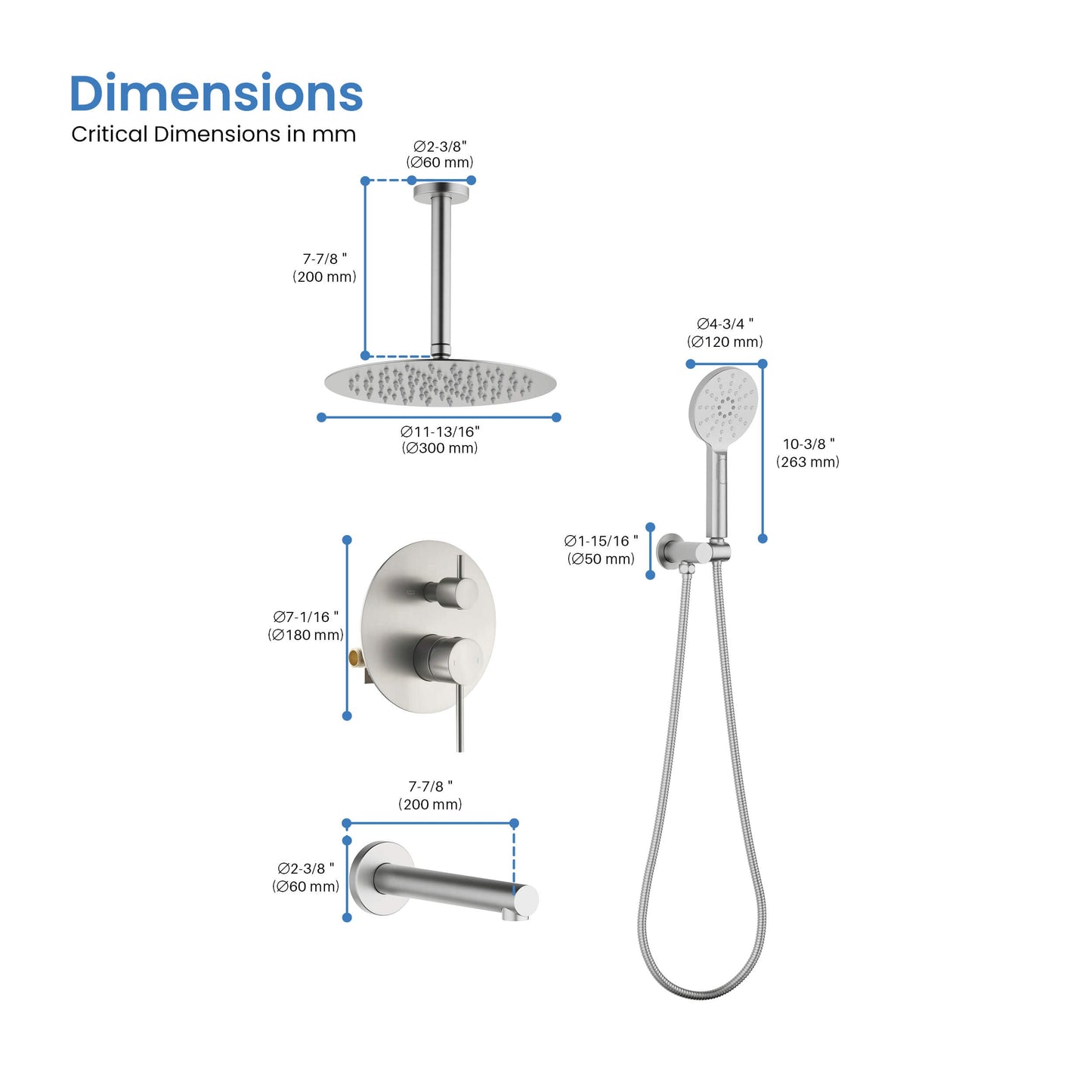Halo Pressure Balanced 3-Function Ceiling Mount Shower System with Rough-In Valve