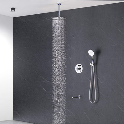 Halo Pressure Balanced 3-Function Ceiling Mount Shower System with Rough-In Valve