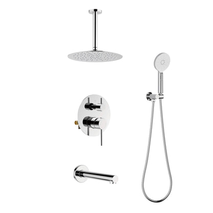 Halo Pressure Balanced 3-Function Ceiling Mount Shower System with Rough-In Valve