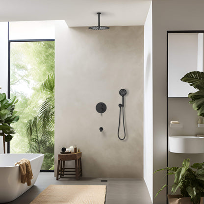 Halo Pressure Balanced 3-Function Ceiling Mount Shower System with Rough-In Valve