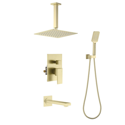 Quadra Pressure Balanced 3-Function Ceiling Mount Shower System with Rough-In Valve