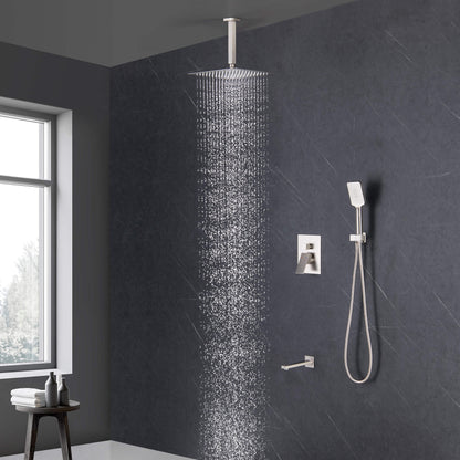 Quadra Pressure Balanced 3-Function Ceiling Mount Shower System with Rough-In Valve