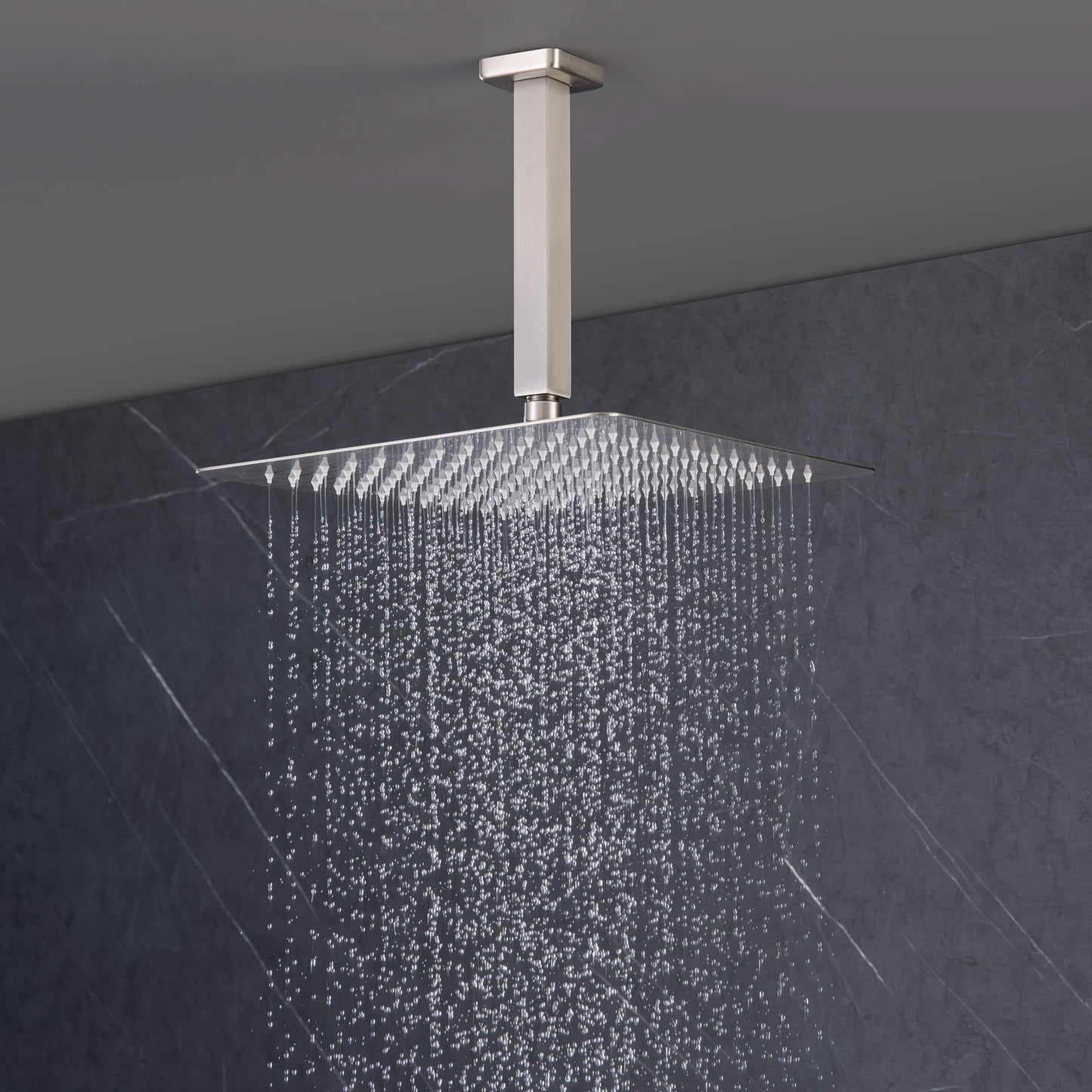 Quadra Pressure Balanced 3-Function Ceiling Mount Shower System with Rough-In Valve