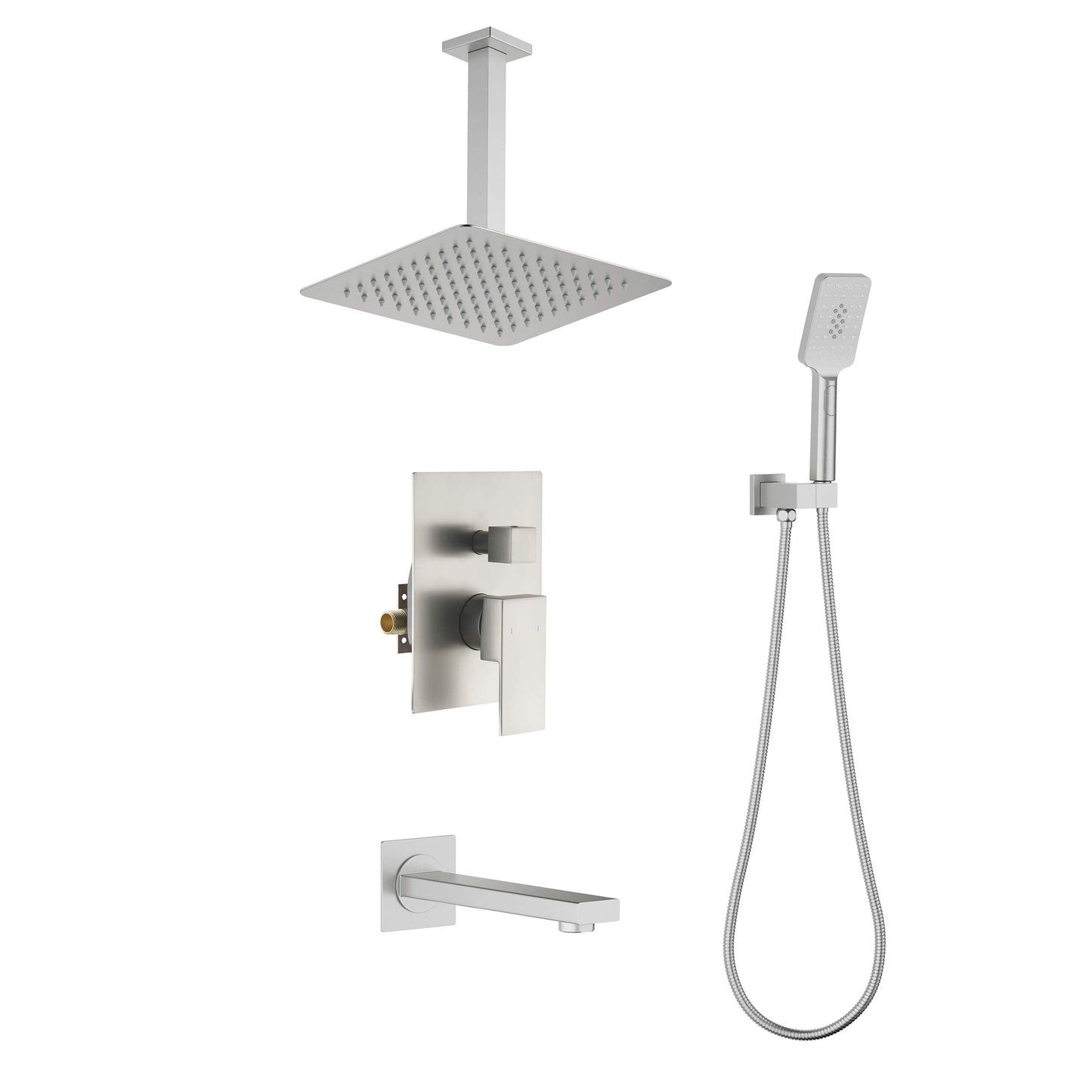 Quadra Pressure Balanced 3-Function Ceiling Mount Shower System with Rough-In Valve