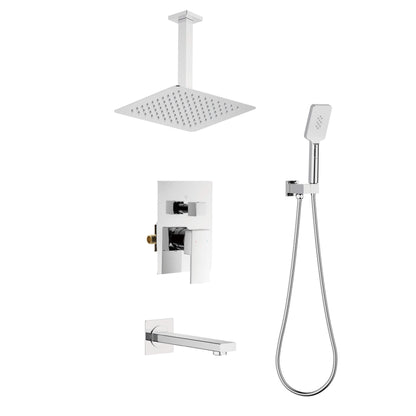 Quadra Pressure Balanced 3-Function Ceiling Mount Shower System with Rough-In Valve