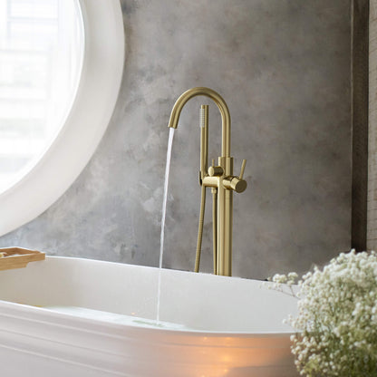 Halo Floor Mount Tub Filler With Hand Shower