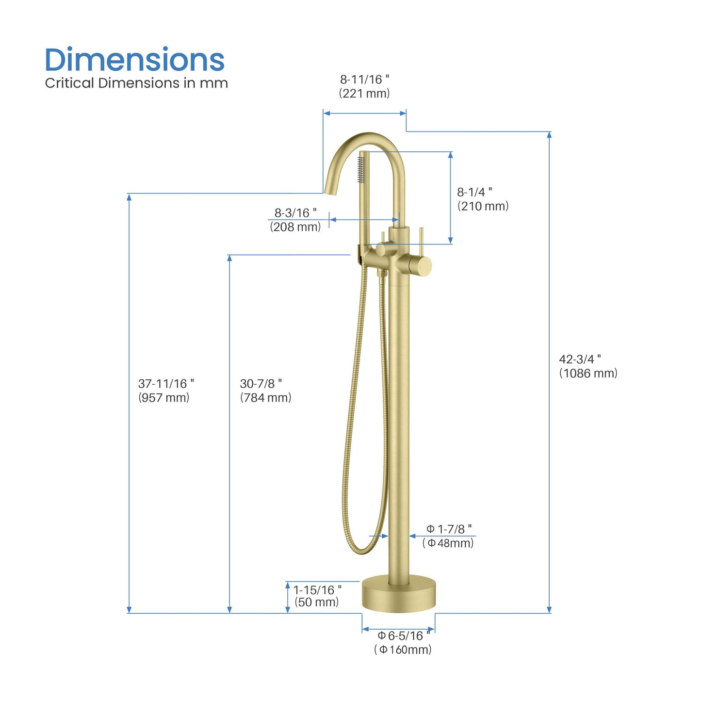 Halo Floor Mount Tub Filler With Hand Shower
