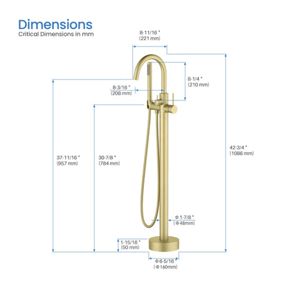 Halo Floor Mount Tub Filler With Hand Shower