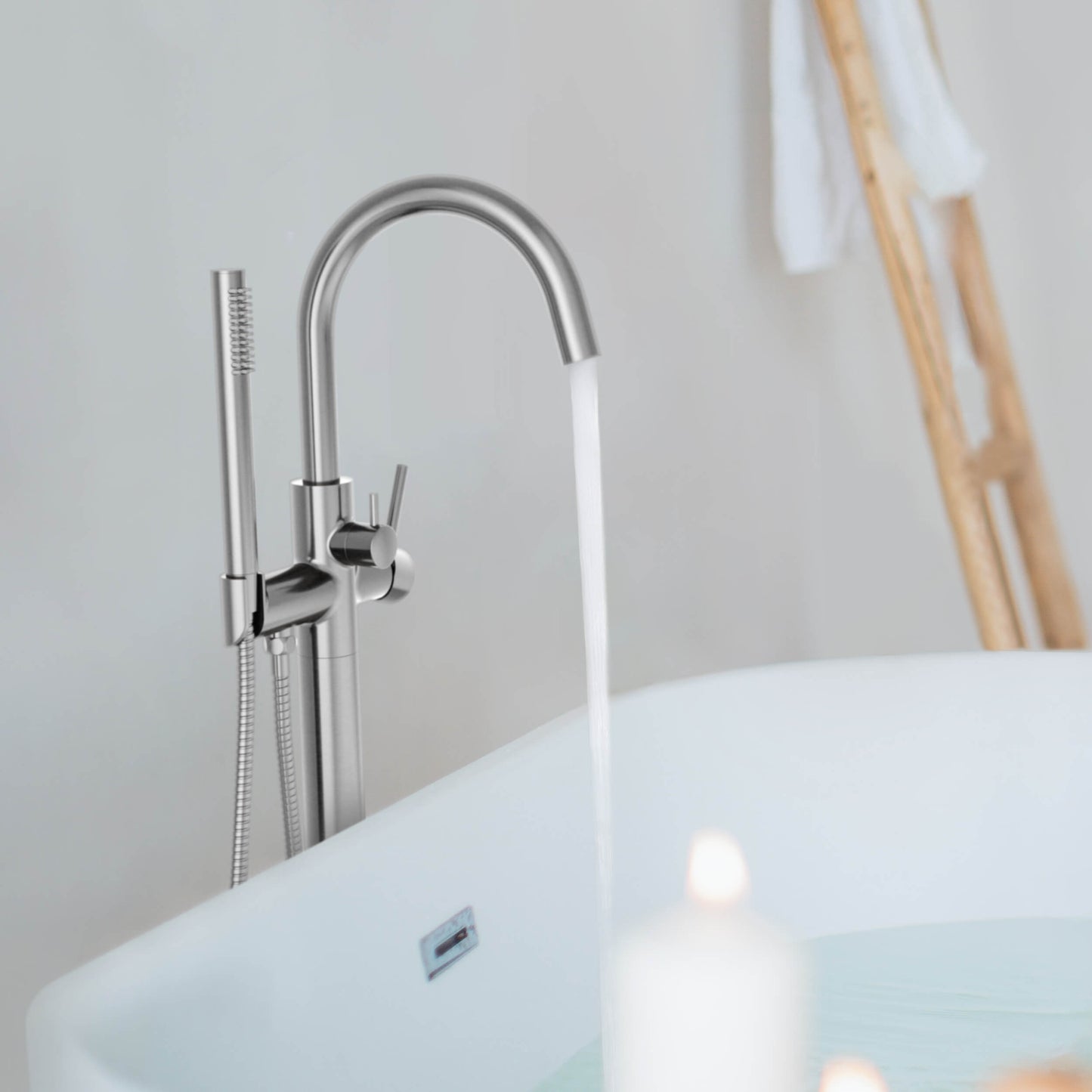 Halo Floor Mount Tub Filler With Hand Shower