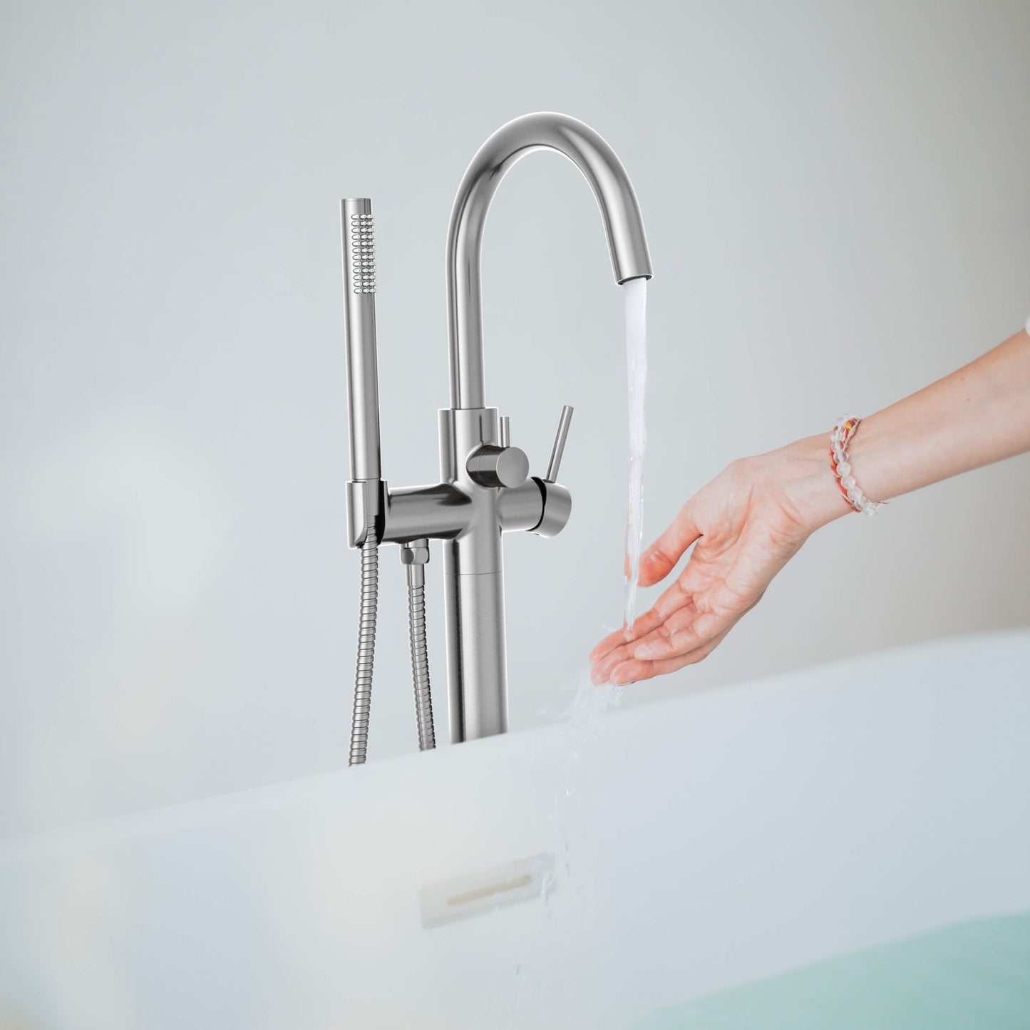 Halo Floor Mount Tub Filler With Hand Shower