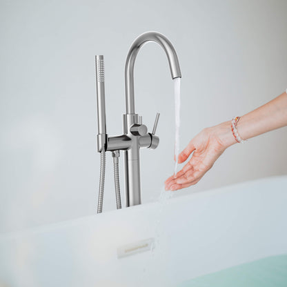 Halo Floor Mount Tub Filler With Hand Shower