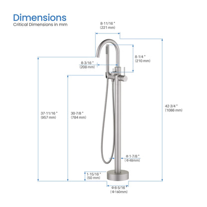 Halo Floor Mount Tub Filler With Hand Shower