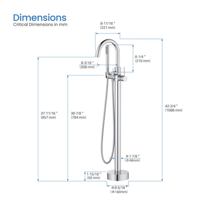 Halo Floor Mount Tub Filler With Hand Shower