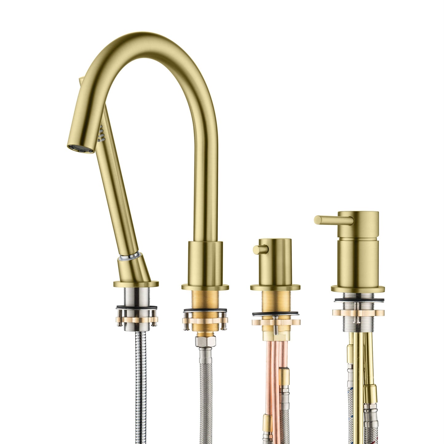 Halo Deck Mounted Bathtub Faucet with Hand Shower