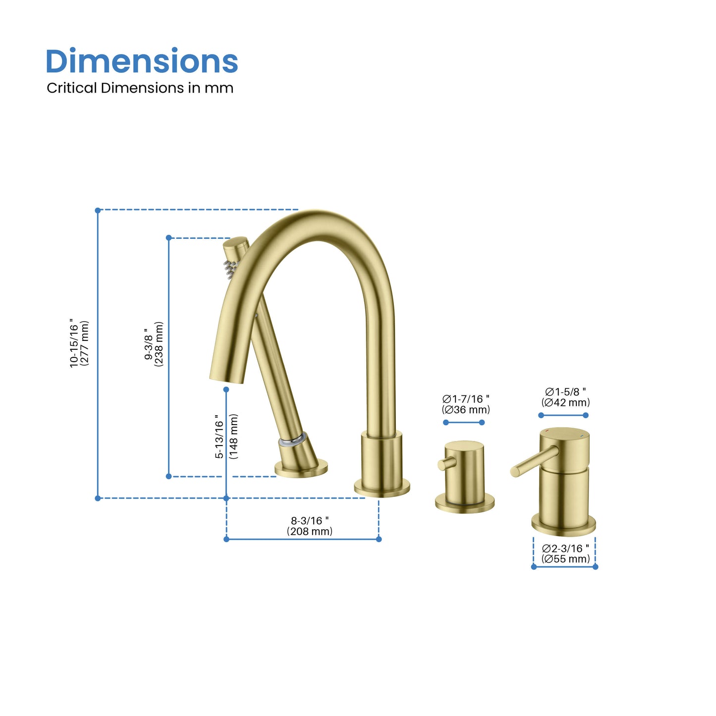 Halo Deck Mounted Bathtub Faucet with Hand Shower