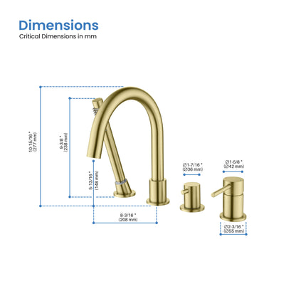 Halo Deck Mounted Bathtub Faucet with Hand Shower
