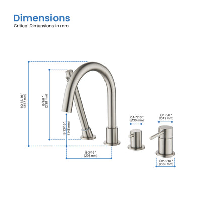 Halo Deck Mounted Bathtub Faucet with Hand Shower