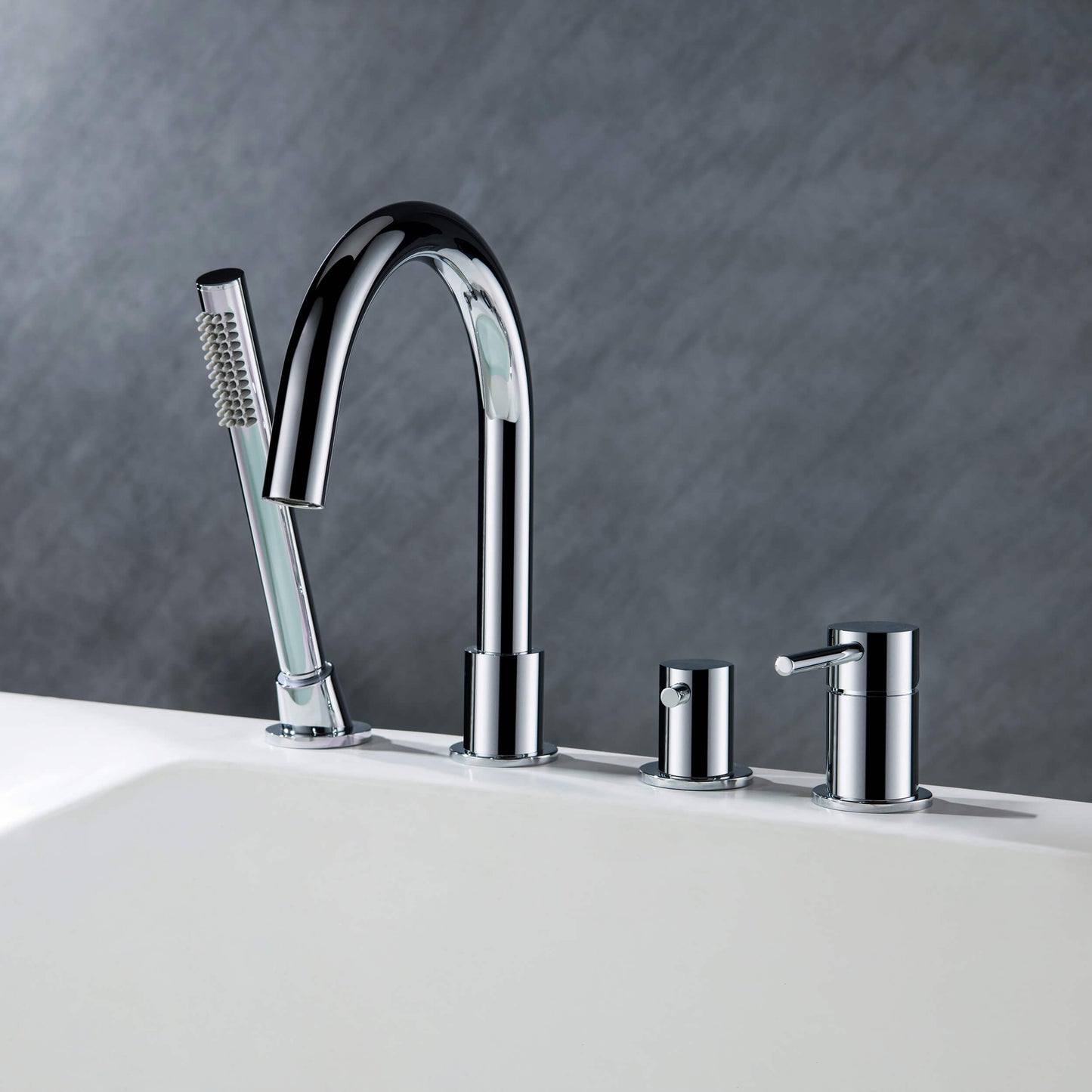 Halo Deck Mounted Bathtub Faucet with Hand Shower